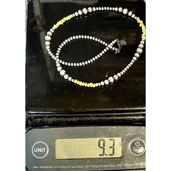 Sterling Silver NAVAJO PEARL & Palomino Turquoise Beaded 17” Necklace .925 NEW - Picture 13 of 13